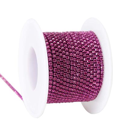 KAOYOO 10 Yards 2mm Crystal Rhinestone Close Chain Trim - DIY Decoration for Sewing Crafts & Jewelry - Fuchsia - Buy Online on GoSupps.com