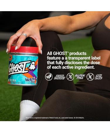 GHOST Intra Workout Powder Welch's Grape - BCAAs & EAAs Nootropics & Hydration - Essential & Branch Chain Amino Acids Supports Muscle Recovery & Focus - Pre Intra & Post Workout Powders - Buy Online on GoSupps.com