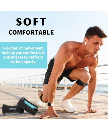 Captain Blues Patella Tendon Knee Strap 2 Pack Knee Pain Relief Support Brace Knee Braces for Women & Men Adjustable Patellar Tendon Strap for Hiking Soccer Running Basketball Jumpers Knee Tennis Tendonitis Volleyball Squats (Black) - Buy Online on GoSupps.com