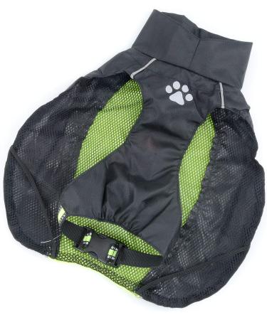 Ranphy Waterproof Hundersmantel for Medium & Large Dogs | Reflective Breathable Rain Jacket with Abdominal Protection | Ultra-Light Dachshund & Labrador Dog Coat - 5XL Green & Black - Buy Online on GoSupps.com