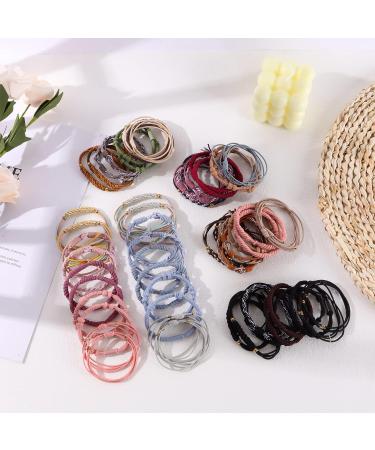 FINZOR 40Pcs Bohemian Morandi Hair Ties Set - Elastic Bracelets for Women - Ideal for Thick Hair and Ponytails - Mother's Day Gift - Colorful - Buy Online on GoSupps.com