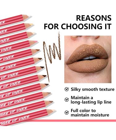 Mrettick 12pcs Matte Lip Pencil Long Lasting Creamy Lip Liner Pencils for Natural Lip Makeup - Buy Online on GoSupps.com