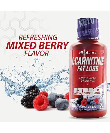iSatori L-Carnitine Liquid Fat Burner 1500mg - Mixed Berry Flavor | Stimulant-Free Metabolism Activator for Keto Weight Loss - 24 Servings - Buy Online on GoSupps.com