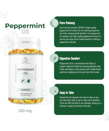 Peppermint Oil 250MG Vegan Softgels - 1 Year Supply (365ct) | High Strength Peppermint Supplement - Buy Online on GoSupps.com