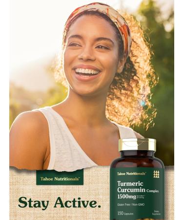 Tahoe Nutritionals Turmeric Curcumin Supplement 1500 mg | 150 Capsules | Complex with Black Pepper | Non-GMO and Gluten Free - Buy Online on GoSupps.com