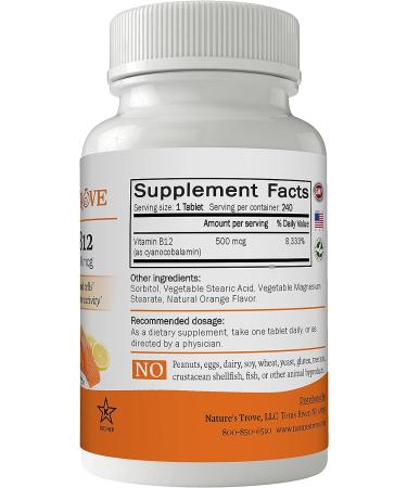 Nature's Trove Vitamin B12 500 mcg - 240 EZ Chew Orange Tablets - Buy Online on GoSupps.com