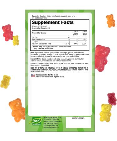 Yummi Bears Vitamin C Gummy Supplement for Kids - 60 Count - Buy Online on GoSupps.com