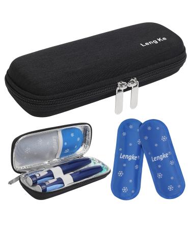 Bomkee insulin pen bag insulin cooling bag medication bag for on the way Diabetes pocket for insulin pen glucose meters with 2 fridge packs black
