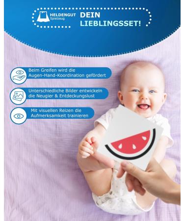 Heldengut Loved 80x Baby Contrast Cards - 4-in-1 Set (0-36 Months) | Visual Development Toys with 160 Designs | Fun Family Games - Buy Online on GoSupps.com