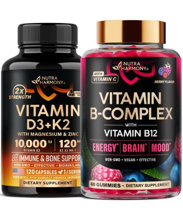 NUTRAHARMONY Vitamin D3 K2 Capsules & Vitamin B-Complex Gummies