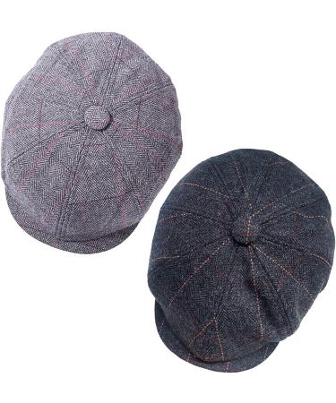 2 Pack Men's Classic Wool Blend Newsboy Hats - Black/Grey - Buy Online on GoSupps.com