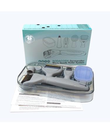 Sodacoda Derma Roller 6 in 1 Set - Titanium Needle Micro-Needling for Anti-Aging Acne Wrinkles