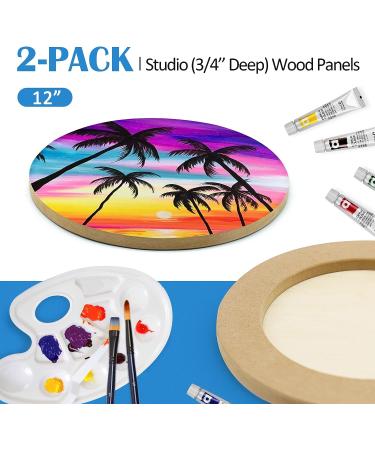 Falling in Art 12' Round Birch Wood Canvas Panels Kit - 2 Pack Studio Cradle Boards for Pouring Art, Crafts, Painting - 3/4 Deep - Buy Online on GoSupps.com