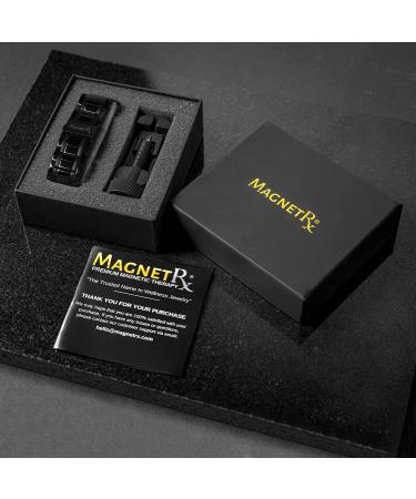 MagnetRX Titanium Magnetic Bracelet - 3X Strength for Arthritis and Carpal Tunnel Pain Relief - Men's Magnetic Therapy Bracelet with Premium Clasp - Adjustable Length - Black - Buy Online on GoSupps.com