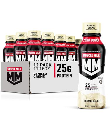 Muscle Milk Zero Protein Shake Vanilla Cr me 20g Protein Zero Sugar 100 Calories (Pack of 12) & Genuine Protein Shake Vanilla Creme 11.16 Fl Oz Bottle 12 Pack 25g Protein - Buy Online on GoSupps.com