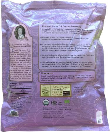 Organic Peppermint Tummy Tea by Heather's Tummy Care - Caffeine Free, 16 oz for Bowel Soothing Relief - Buy Online on GoSupps.com