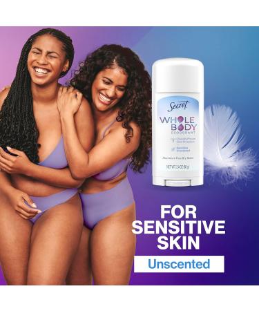 Secret Whole Body Deodorant Stick for Women Unscented Aluminum Free Deoderant Stick 72 HR Odor Protection 2.4 oz Unscented 2.4 Ounce (Pack of 1) - Buy Online on GoSupps.com
