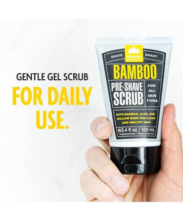 Bamboo Pre-Shave Scrub by Pacific Shaving Company - Exfoliating Face Cleanser with Aloe Vera & Willow Bark Extract - Men's Daily Face Wash for Blemish Control & Moisturization (3 Oz) - Buy Online on GoSupps.com