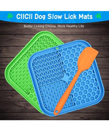 Lick Mat for Dogs Cats - CIICII Dog Slow Feeder Licking Mat with Suction Cups and Orange Spatula - Anti-Slip Food Grade Silicone - 7.9*7.9 Inch - Buy Online on GoSupps.com
