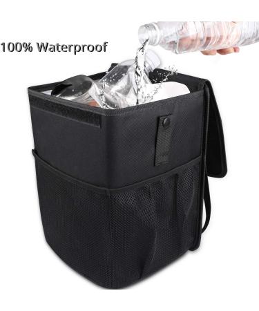 PowerTiger Car Rubbish Bin with Lid - 10L Capacity - Black Auto Trash Bag with 3 Mesh Pockets - Buy Online on GoSupps.com