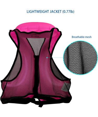 OMOUBOI Inflatable Snorkel Vest | Adult Swimming Jacket for Diving, Surfing & Water Sports (Pink) | 90-220lbs - Buy Online on GoSupps.com