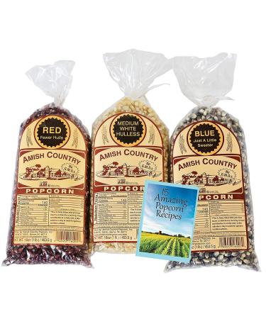 Amish Country Popcorn Variety Bundle - 3 lb - Red, White, Blue Kernels - Non-GMO & Gluten-Free - Buy Online on GoSupps.com