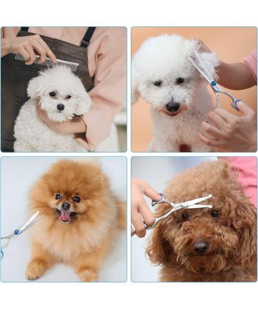 Gemek Professional Dog Care Scissors Set | Round Safety Tips Thinning Straight Curved Scissors & Comb for Dogs & Cats - Perfect for All Coat Lengths - Buy Online on GoSupps.com