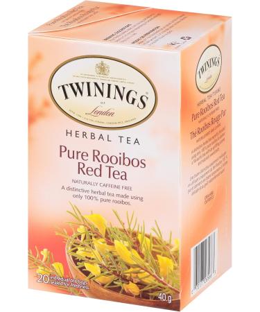 Twinings Pure Rooibos Red Individually Wrapped Tea Bags | Naturally Caffeine-Free | 20 Count (Pack of 6) | Enjoy Hot or Iced Pure Rooibos Red 20 Count (Pack of 6) - Buy Online on GoSupps.com