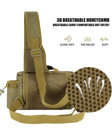 THKFISH Fishing Tackle Bag Sling Pack with Rod Holder | Portable Fly Fishing Box | Khaki-New Upgrade - Buy Online on GoSupps.com