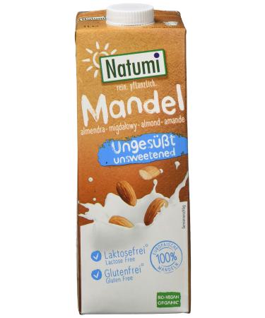 Natumi Almond Drink Unsweetened Organic Vegan Milk Alternative Nut 1 ltr (Pack of 6)