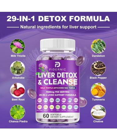 Liver Cleanse Detox & Repair - Herbal Liver Support Milk Thistle Supplement 7500mg Strength Liver Health Support with Silymarin Artichoke Extract Dandelion Beet TUDCA Choline NAC 60 Vegan Softgels 60 Count (Pack of 1) - Buy Online on GoSupps.com