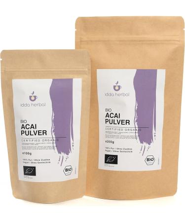 Buy 100g Organic Bio Acai Powder | 100% Natural Unsweetened & Vegan Superfood - Free Dried Acai Berry Powder - Buy Online on GoSupps.com