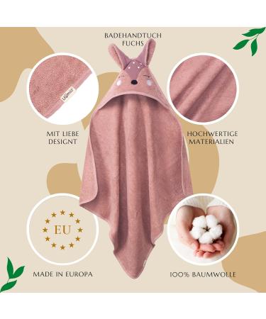 Liomio Hooded Baby Towel Fox - 100% Cotton Oeko-Tex 100 75x75cm Perfect Baby Bath Gift - Made in EU - Buy Online on GoSupps.com