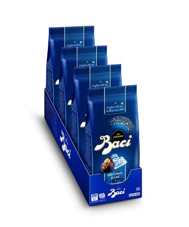 Baci Original Dark | Fine Dark Chocolate Truffle with Hazelnuts | 4.4oz each Bag - Pack of 4