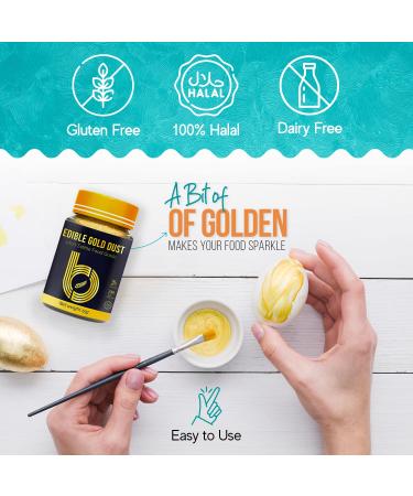 Edible Gold Dust for Cake Decorating - Luster Dust for Cakes - Tasteless Glitter Spray - 15g - Buy Online on GoSupps.com