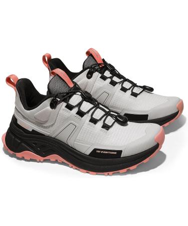 NORTIV 8 Women's Lightweight Hiking Shoes - Grey Pink | Quick Laces Outdoors Sneakers 6 - Buy Online on GoSupps.com