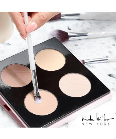 Nicole Miller New York 14pc Complete Makeup Brushes Collection with Zipper Bag Snow Pearl White Ideal Present or Any Occasions Great for Beginners to Professionals - Buy Online on GoSupps.com