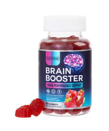 Brain Booster Gummies for Focus and Memory with Phosphatidylserine Plus Vitamin B12, Nootropic Brain Booster Gummy Supplement for Seniors and Adults, 60 Gummies