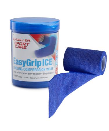 MUELLER Sports Medicine EasyGrip ICE Cooling Compression Wrap for Men and Women Easy Application Helps to Relieve Pain & Provide Support to Body Parts Blue