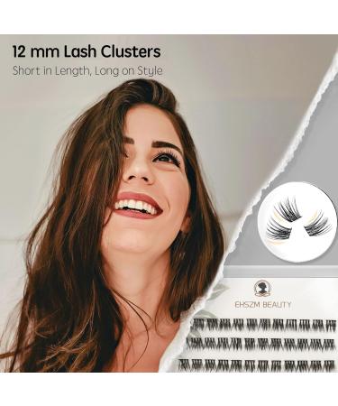 12mm D Curl Short Lash Clusters with Spikes - Lightweight Individual Lash Extensions | EHSZM BEAUTY - Buy Online on GoSupps.com