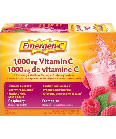 Emergen-C Bundle Vitamin C 1 000mg Powder with Vitamin D Zinc and Electrolytes Immune System Booster Orange and Raspberry 30 Packets per Flavor (60 Total) Super Orange/Raspberry 30 count (Pack of 2) - Buy Online on GoSupps.com