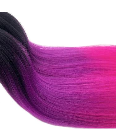 Prestretched Ombre Braiding Hair Extensions for Braids - 24 Inch 6 Packs - Black Pink Purple Ombre - Buy Online on GoSupps.com