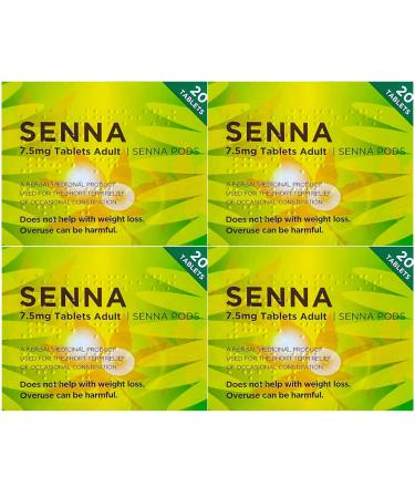 Pack of 4 Senna Herbal Laxative Tablets 20's Natural and Gentle Constipation Relief for Adults (80 Tablets) - Buy Online on GoSupps.com