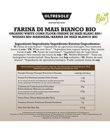 Oltresole Italian organic white corn flour 1 Kg Gluten free GMO free 100% Made in Italy Ideal for polenta  - Buy Online on GoSupps.com