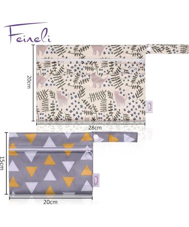 FEILELI NASSPACK WETBAG - 2 Set | Geometric Triangles | Zip & Dry Compartment for Cloth Diapers Swimwear & More - Ideal Storage Solution - Buy Online on GoSupps.com