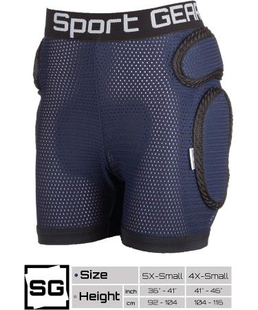 Kids' Navy 4X-Small Recruit Padded Shorts for 36-46 Height, Hip & Butt Protection - Buy Online on GoSupps.com