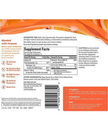 Nature Made ImmuneMAX Gummies 750mg Vitamin C + Zinc & Vitamin D3 5000 IU - 42 Tangerine Flavor Gummies - Buy Online on GoSupps.com