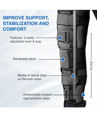Wonder Care Knee Immobilizer Brace - XL Knee Support for Dislocation & Ligament Tear - Wraparound Stabilizer Splint for Men & Women (19 Black - Buy Online on GoSupps.com