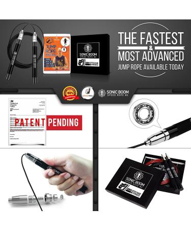 Epitomie Fitness Sonic Boom M2 High Speed Jump Rope - Weighted, Self-Locking Design, 360 Spin, Silicone Grip - Includes 2 Speed Cables - Carbon Black - Buy Online on GoSupps.com