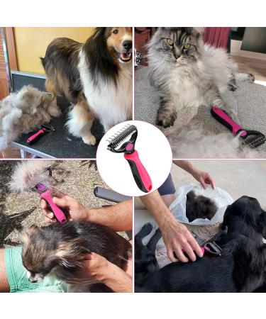 Nepfaivy Dog Brush - Double-Sided Undercoat Rake for Dogs & Cats | Pink Fur Brush for Pet Care & De-Matting - Buy Online on GoSupps.com